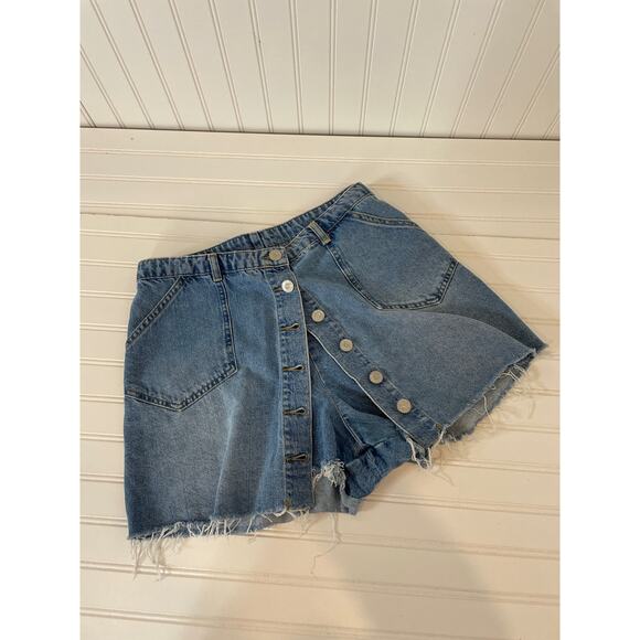 ASOS & URBAN OUTFITTERS Pink Cut Out Crop Top and Button Jean Skort Bundle Sz 10 - Picture 7 of 12